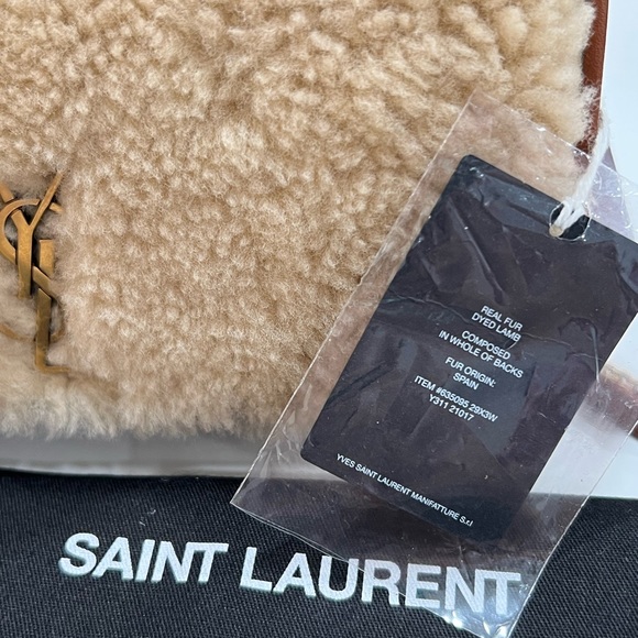 SAINT LAURENT Monogram shearling-paneled wallet on chain - Picture 5 of 12